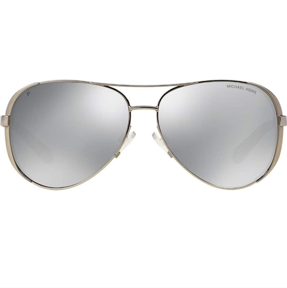 NWOT Michael Kors Silver Lens Silver & Black Frames Aviator Sunglasses Women's
